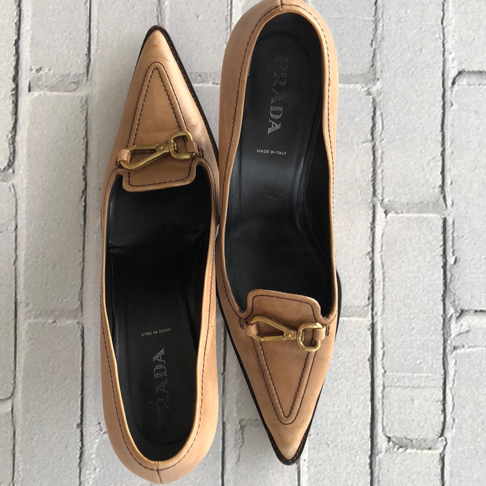 Authentic Prada Pointed Toe Buckle Heels